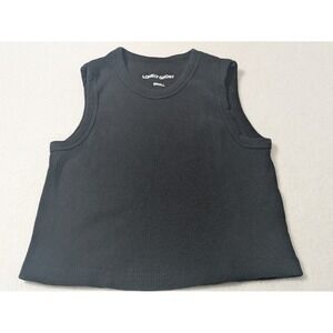 Lonely Ghost Tank Top Black Small Crop Ribbed